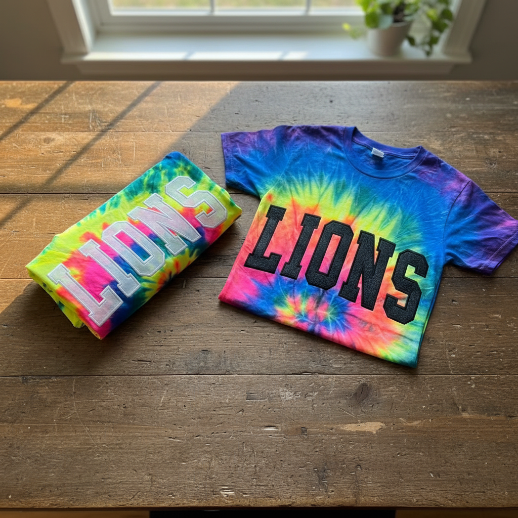 Custom Glitter Tie-Dye Embroidered Shirt | Personalized Text | Tank Top, Tee, Hoodie | Toddler, Youth & Adult Sizes