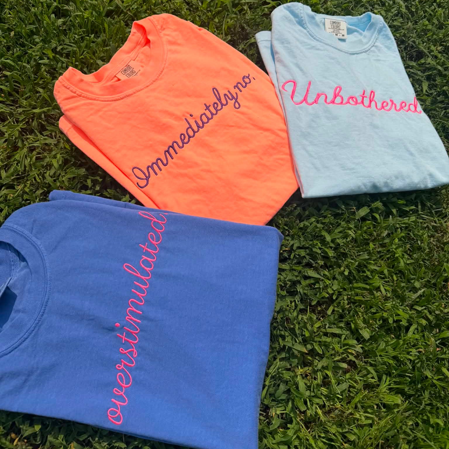 "Unbothered" Quote Tee | Funny Embroidered Sarcastic T-Shirt