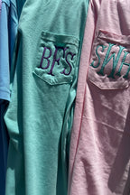 Merch Girls Personalized Embroidered Monogram Pocket Long Sleeve Tee | Comfort Colors