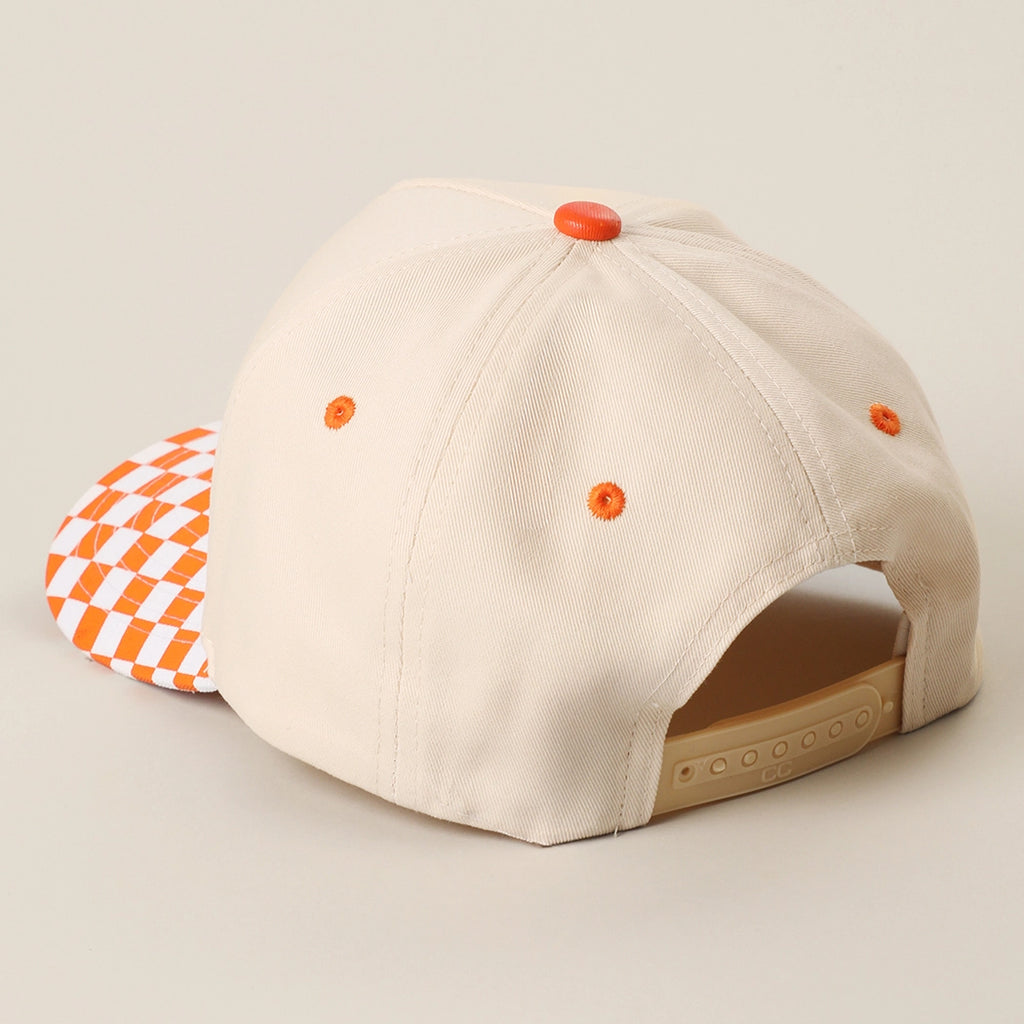 Custom Embroidered Checkered Bill Baseball Hat | Personalized Text Snapback Hat