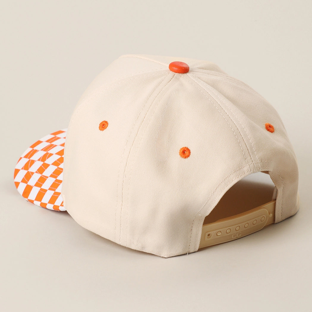 Custom Embroidered Checkered Bill Baseball Hat | Personalized Text Snapback Hat