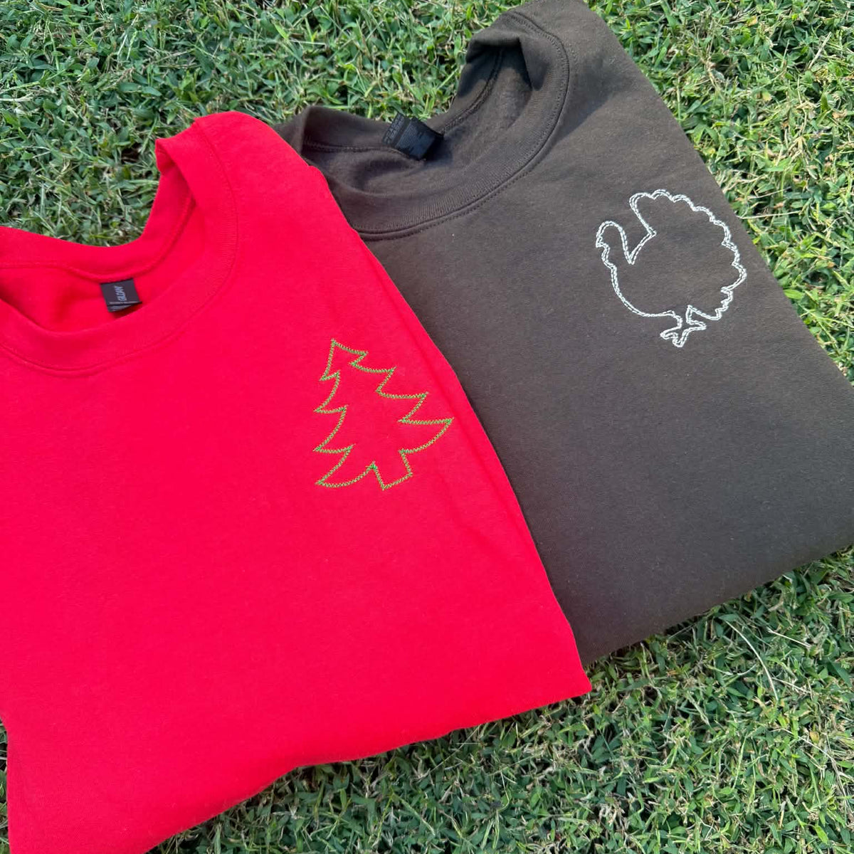 Holiday Duo | Embroidered Thanksgiving & Christmas Sweatshirt Bundle