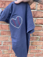 Baseball Heart Left Chest Embroidered Comfort Color - QUICK SHIP - Merch Girls