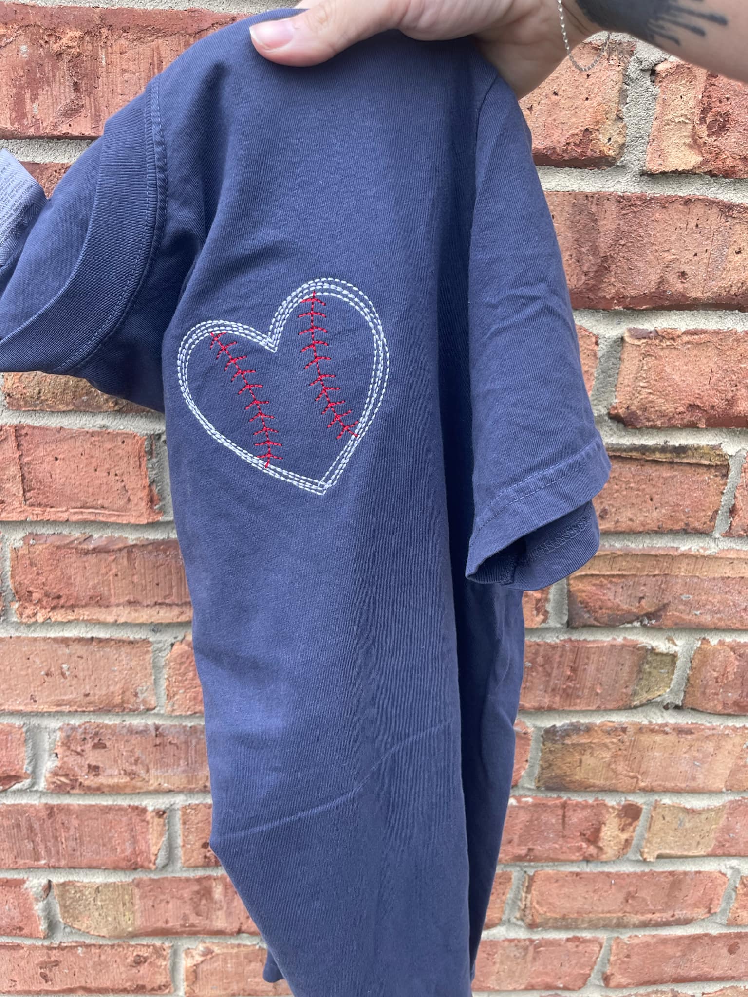 Baseball Heart Left Chest Embroidered Comfort Color - QUICK SHIP