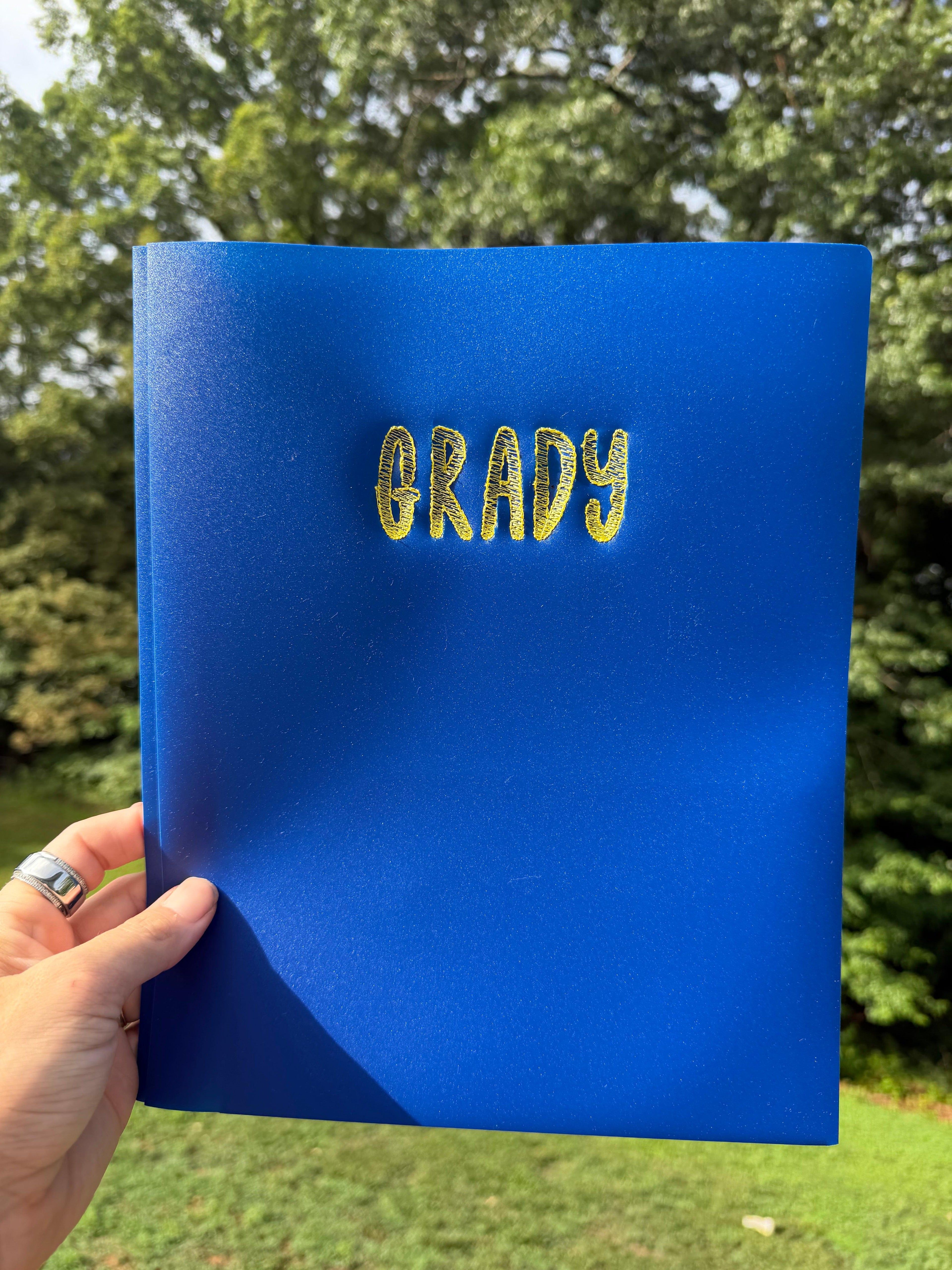 Personalized Embroidered Plastic School Folder | Custom Name Folder | Back to School Folder | Teacher Gift | Student Folder