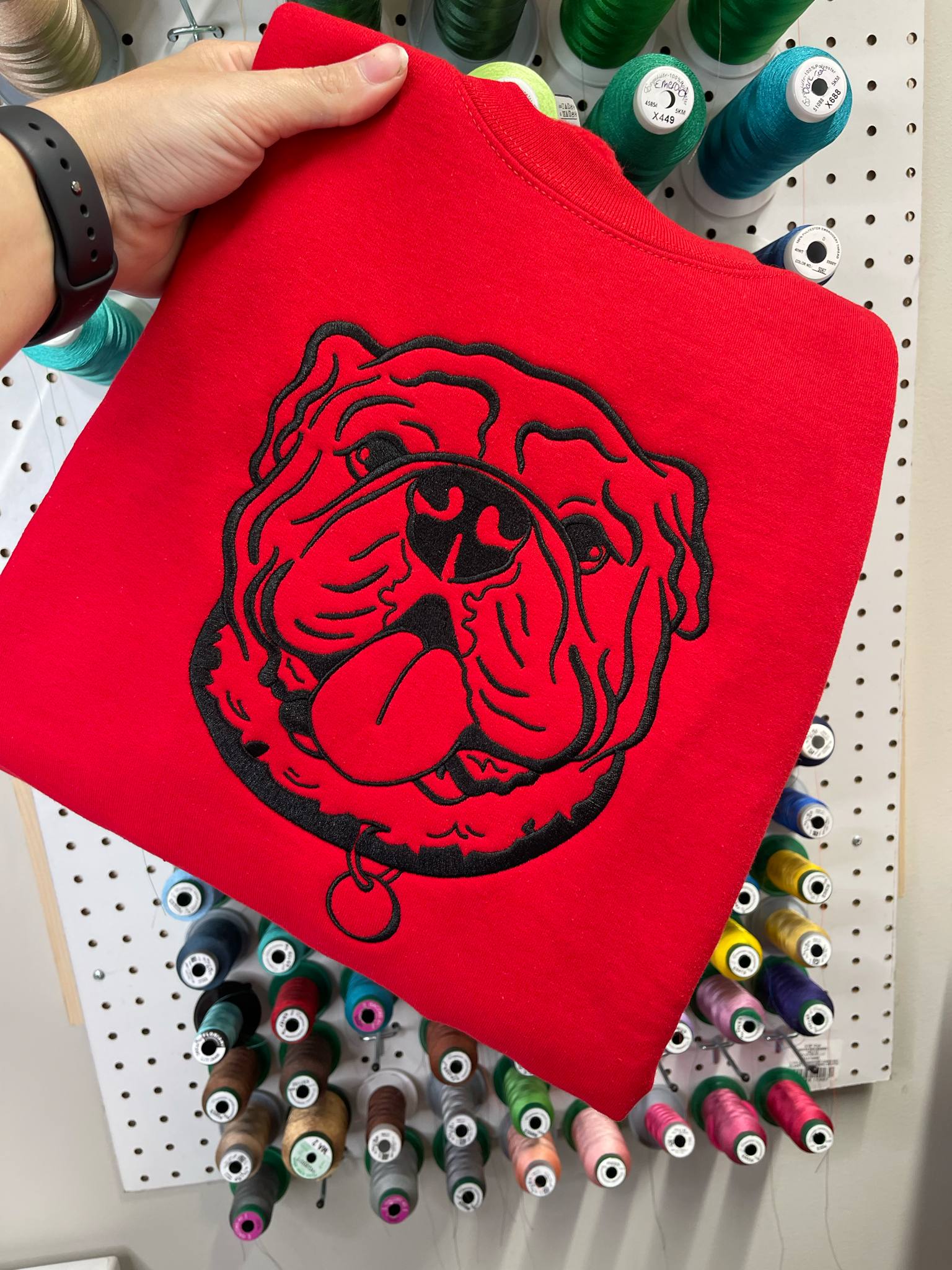 Oversized Mascot Outline Embroidered On Your Shirt Choice