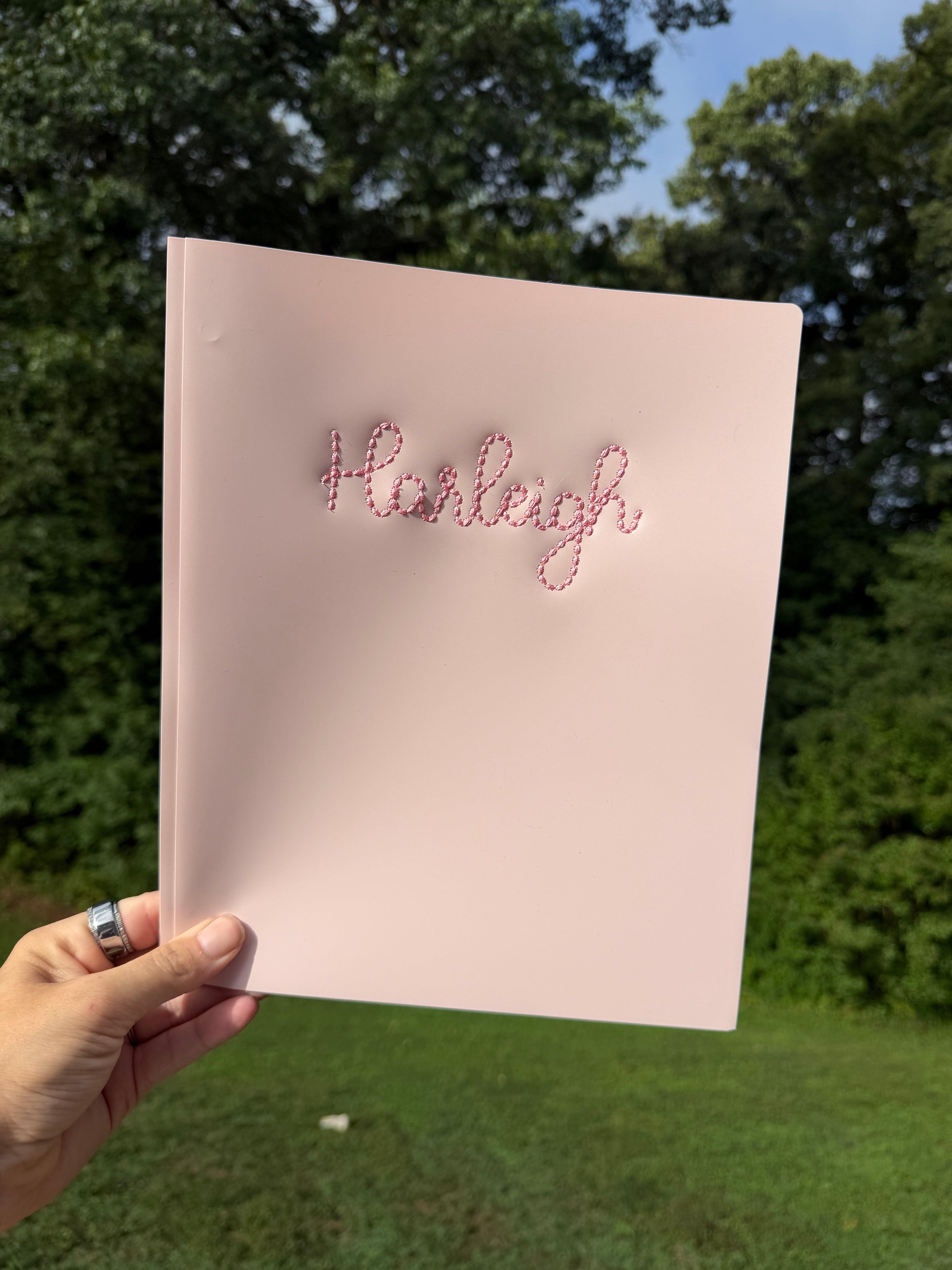 Personalized Embroidered Plastic School Folder | Custom Name Folder | Back to School Folder | Teacher Gift | Student Folder