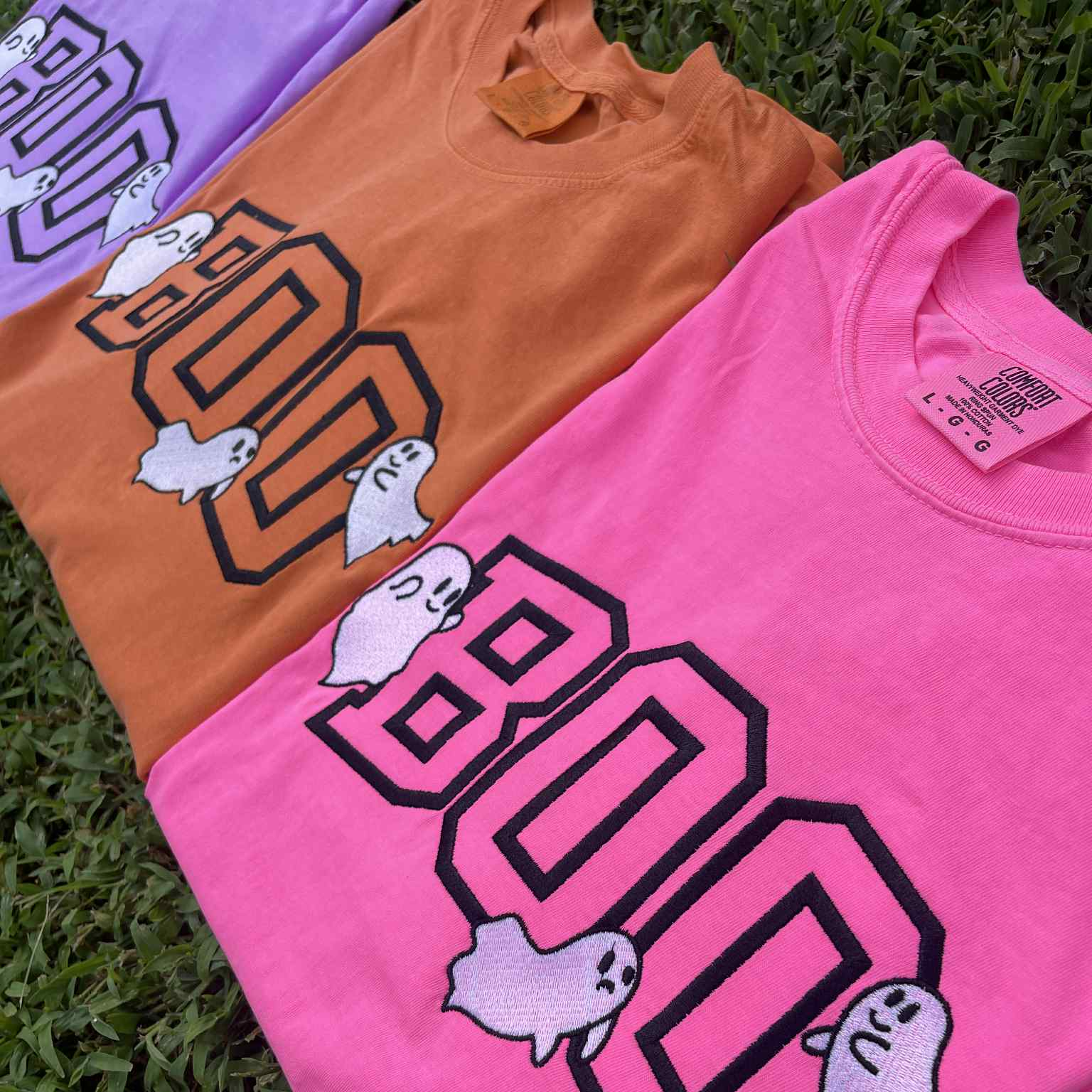 Embroidered BOO Ghost Halloween Shirt