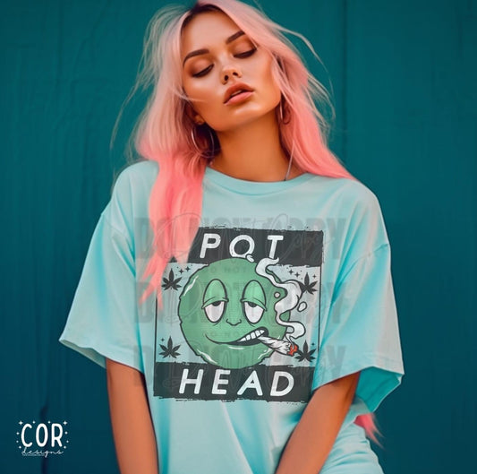 Pot Head with green face DTF Transfer