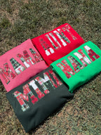 Nana Embroidered Christmas Plaid Personalized Sweatshirt | Custom Diamond Edge Name Appliqué