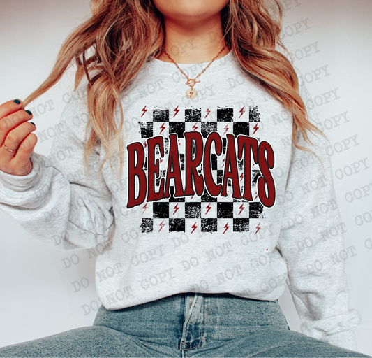 Bearcats Maroon Checkered Retro Graphic Tee
