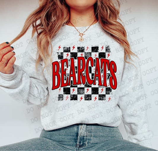 Bearcats Red Checkered Retro Graphic Tee