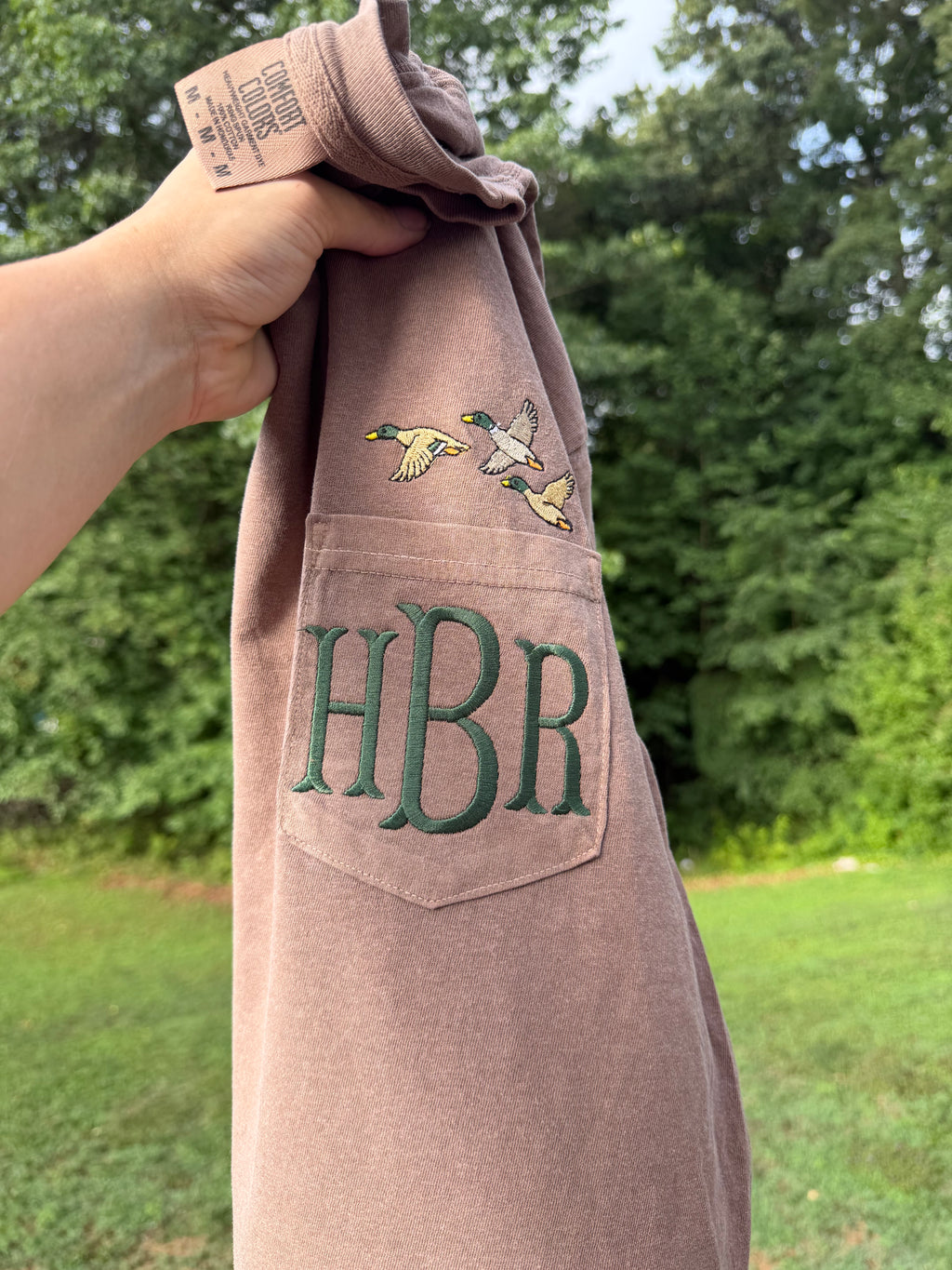 Embroidered Flying Mallard Monogram Pocket Tee