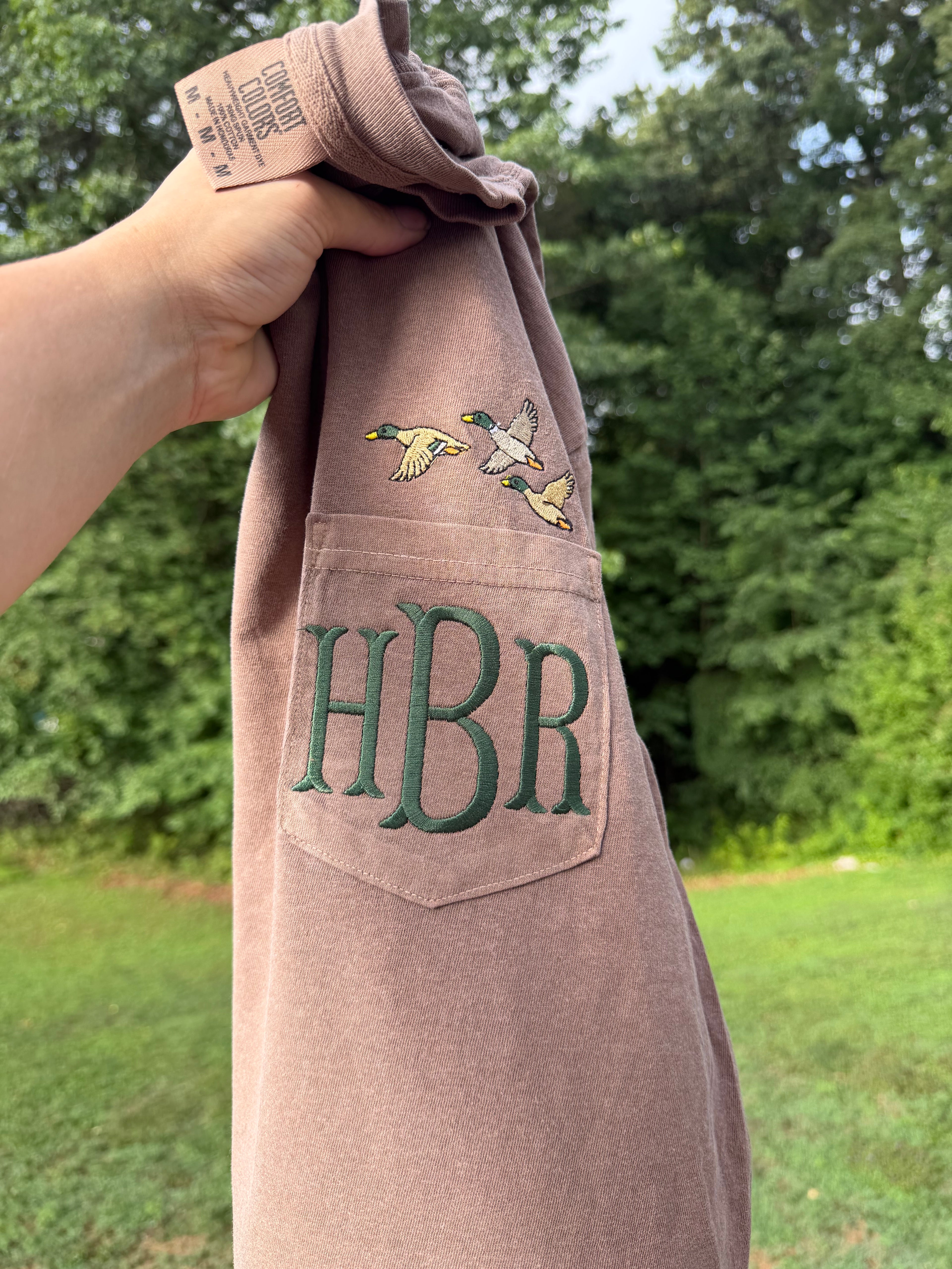 Embroidered Flying Mallard Monogram Pocket Tee