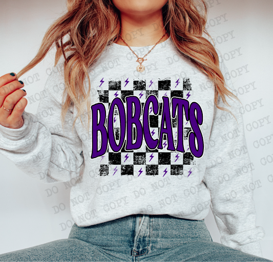 Bobcats Checkered Retro Graphic Tee