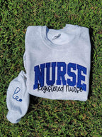 Personalized Custom Varsity Glitter Applique with September Script Font and Icon on Sleeve Embroidered Shirt - Merch Girls
