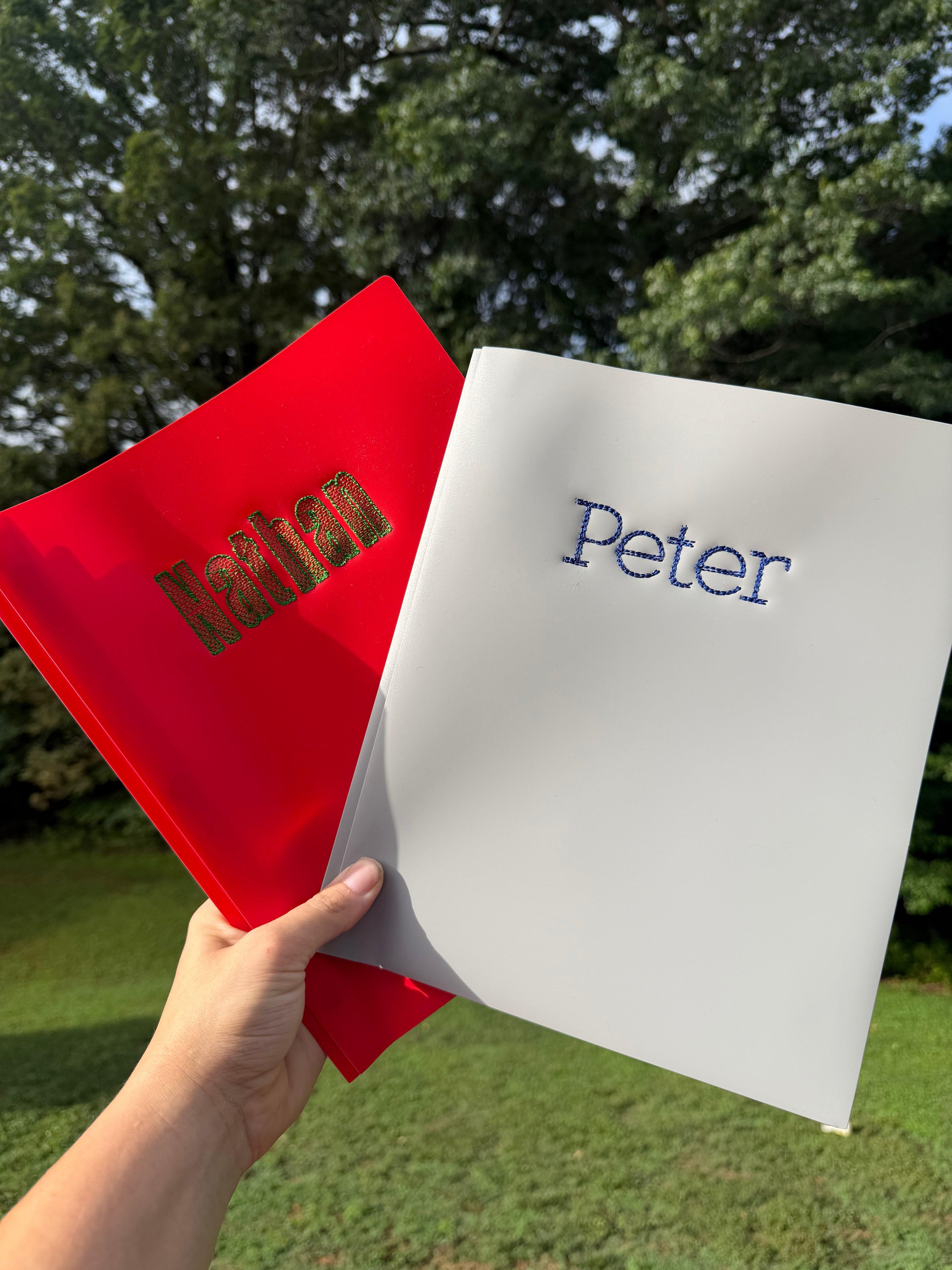 Personalized Embroidered Plastic School Folder | Custom Name Folder | Back to School Folder | Teacher Gift | Student Folder