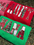 Nana Embroidered Christmas Plaid Personalized Sweatshirt | Custom Diamond Edge Name Appliqué