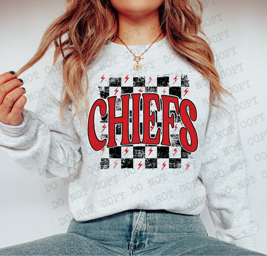 Chiefs Red/Black Checkered Retro Graphic Tee