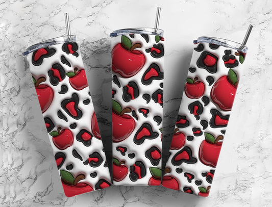 Leopard Apple Inflated Style Completed 20oz Skinny Tumbler
