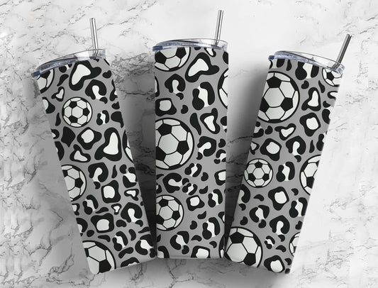 Leopard Soccer Ball Completed 20oz Skinny Tumbler