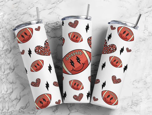 Football Leopard Hearts Completed 20oz Skinny Tumbler