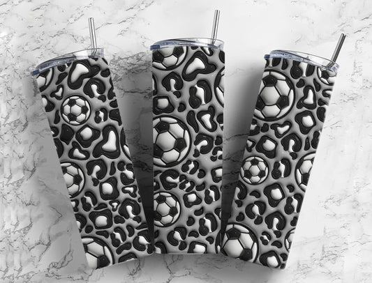 Leopard Soccer Inflated Style Completed 20oz Skinny Tumbler