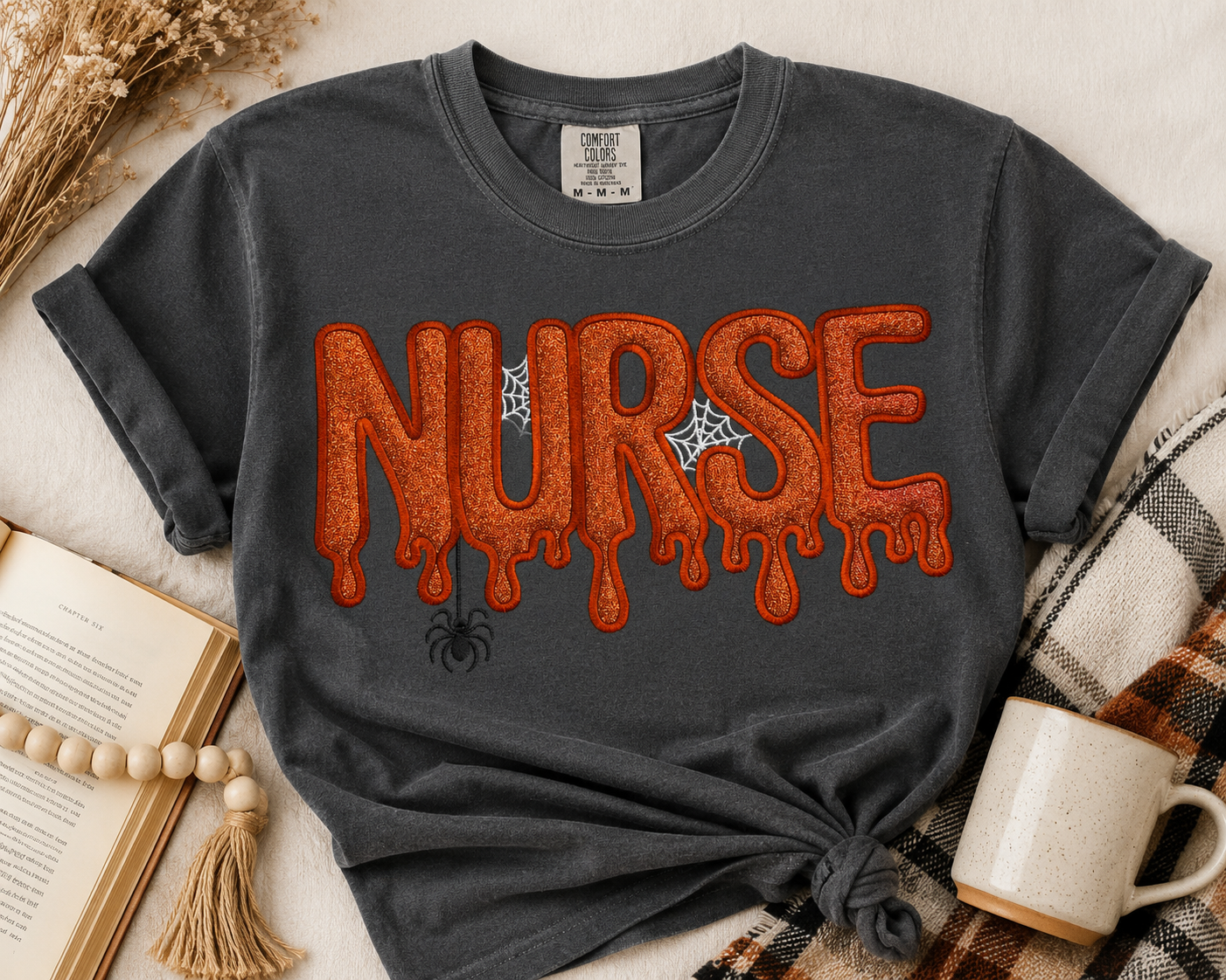 Glitter BOO Embroidered Halloween Sweatshirt | Glitter NURSE Embroidered Halloween Shirt