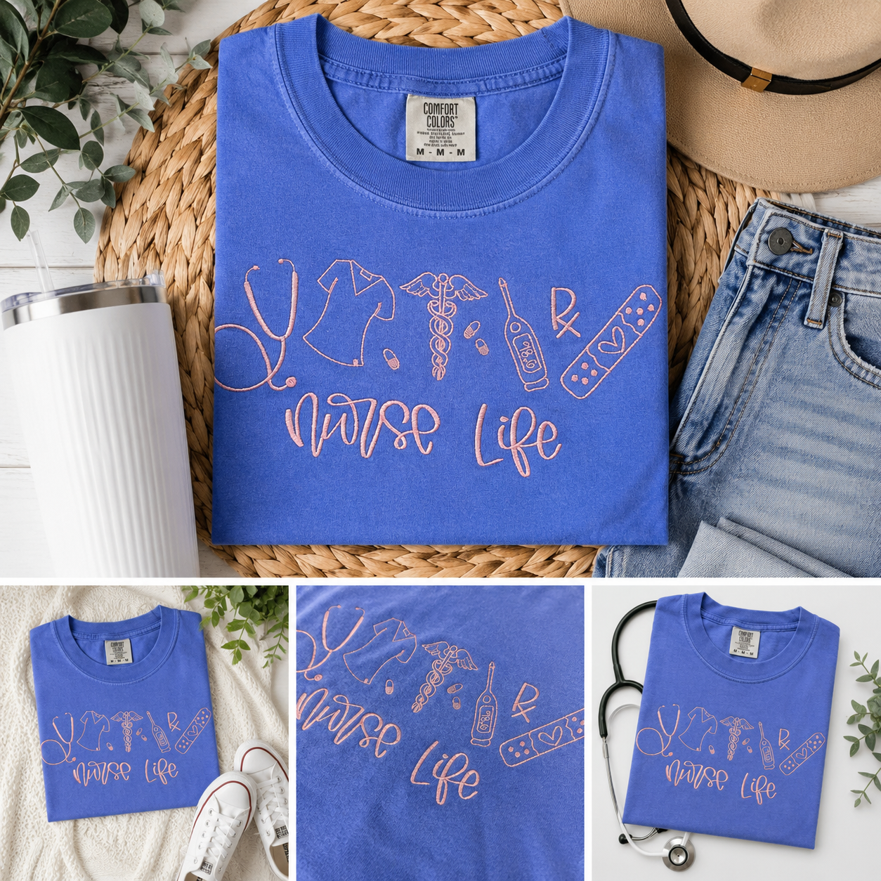 Embroidered Nurse Life Comfort Colors Shirt | QUICK SHIP