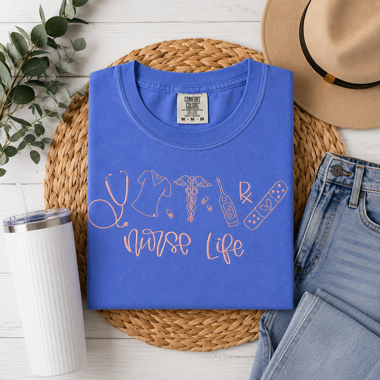 Embroidered Nurse Life Comfort Colors Shirt | QUICK SHIP