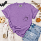 Embroidered Ghost Pocket T-Shirt | Comfort Colors