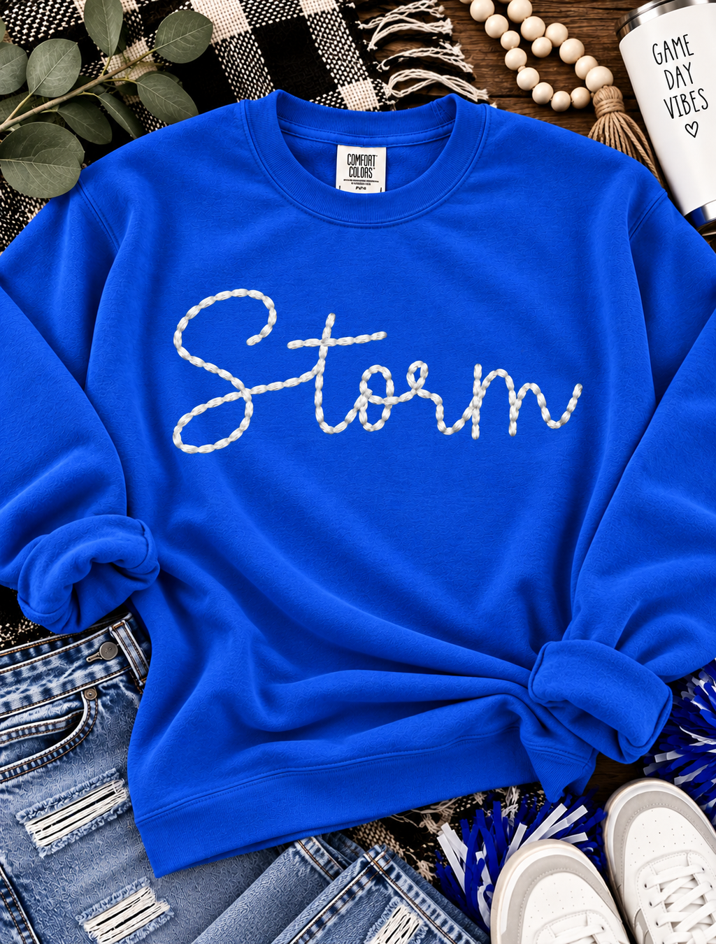 Hand Stitch Text Mascot | Personalized Embroidered Name Shirt