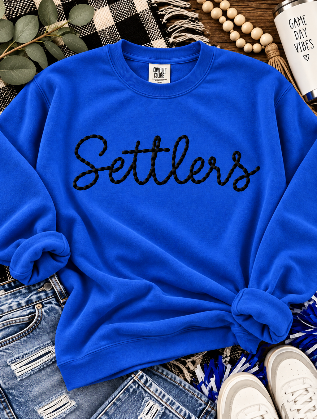 Hand Stitch Text Mascot | Personalized Embroidered Name Shirt