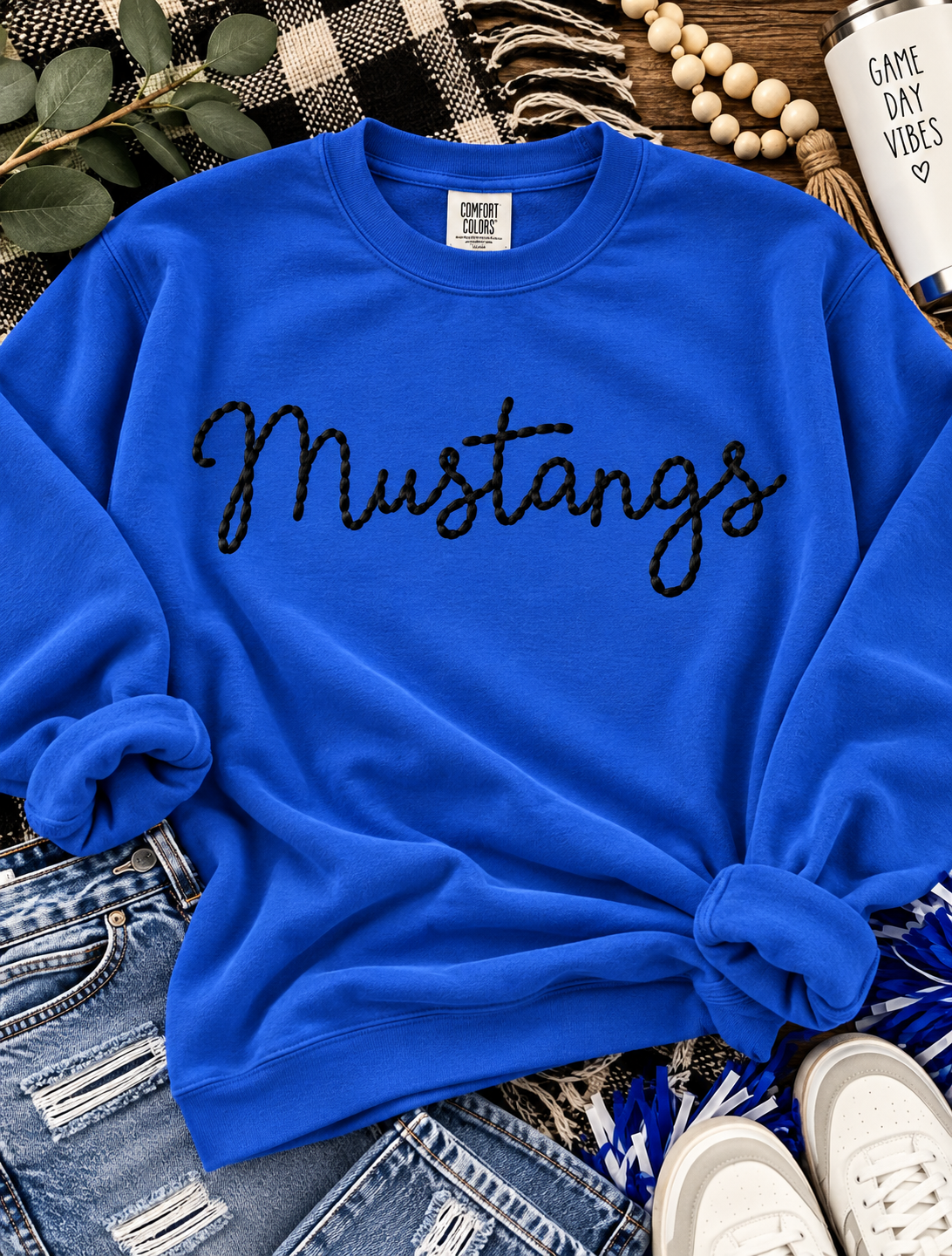 Hand Stitch Text Mascot | Personalized Embroidered Name Shirt