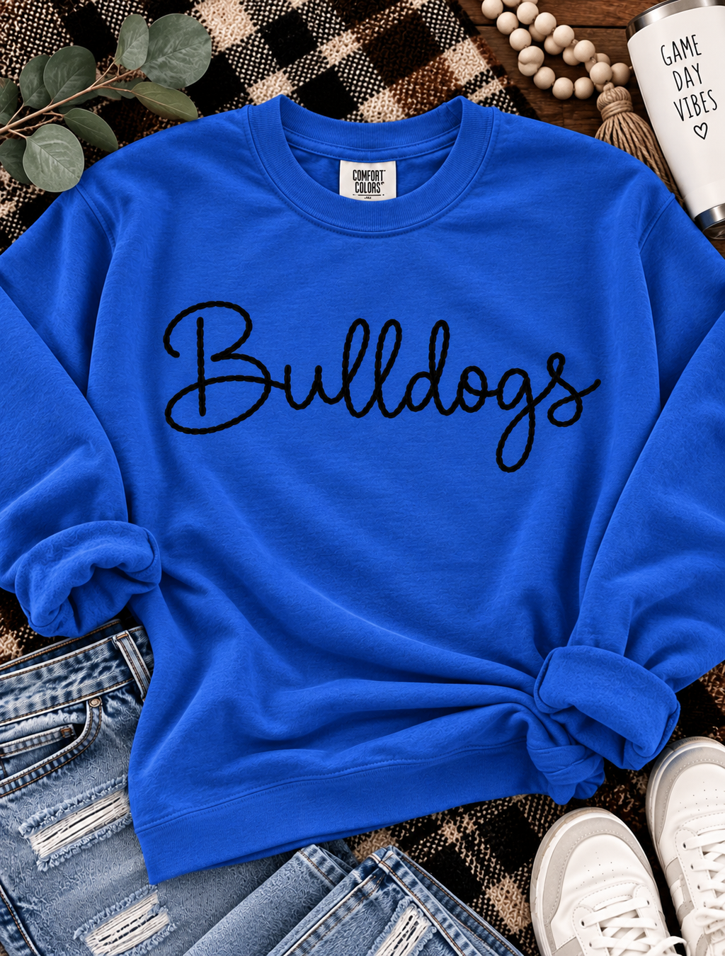Hand Stitch Text Mascot | Personalized Embroidered Name Shirt