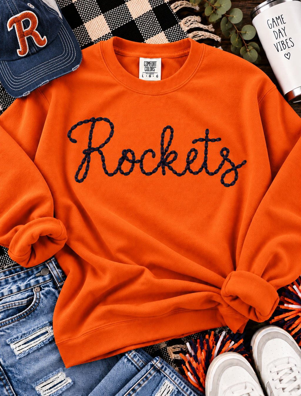 Hand Stitch Text Mascot | Personalized Embroidered Name Shirt