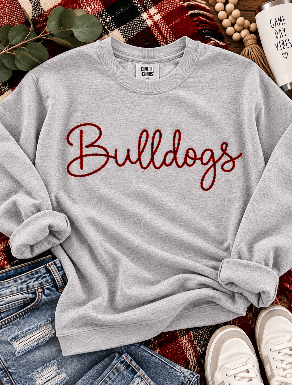 Hand Stitch Text Mascot | Personalized Embroidered Name Shirt