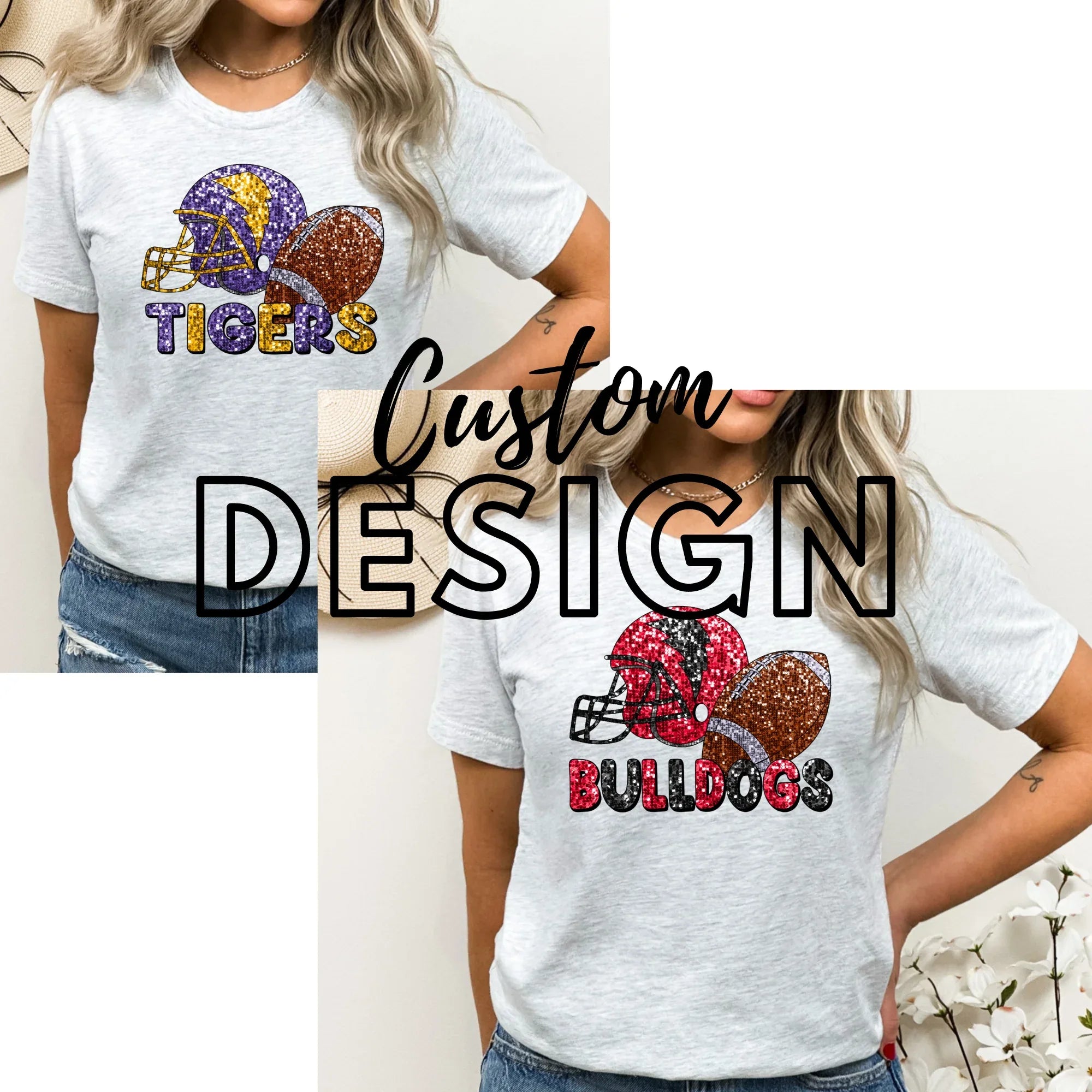 Custom Sequin Football Mascot Design Mockup- No Physical Item! - Merch Girls