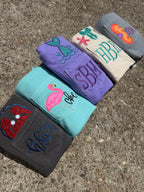 Custom Crab Monogram Pocket Tee | Comfort Colors Pocket T-Shirt | Coastal Embroidered Initial Shirt