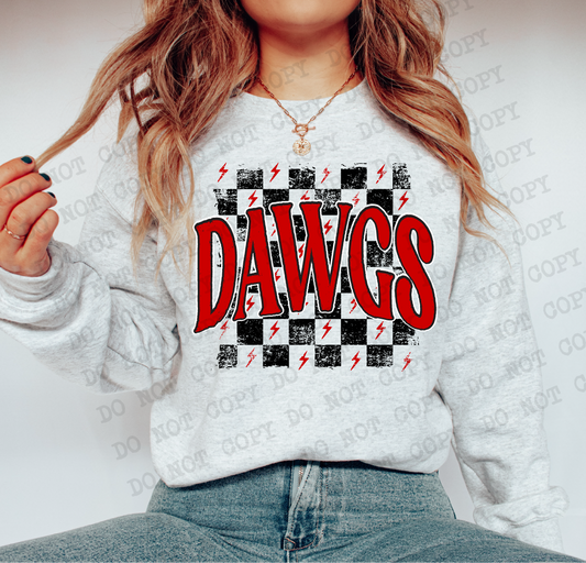 Dawgs Red/Black Checkered Retro Graphic Tee
