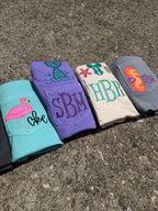 Personalized Mermaid Monogram Pocket Tee | Comfort Colors Pocket Shirt | Coastal Embroidered Initial T-Shirt