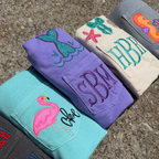 Personalized Mermaid Monogram Pocket Tee | Comfort Colors Pocket Shirt | Coastal Embroidered Initial T-Shirt