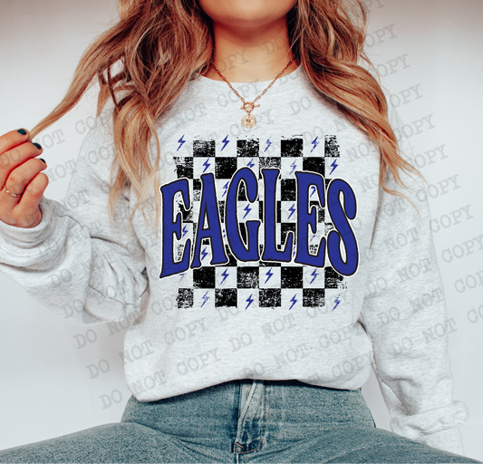 Eagles Blue Checkered Retro Graphic Tee
