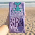 Personalized Mermaid Monogram Pocket Tee | Comfort Colors Pocket Shirt | Coastal Embroidered Initial T-Shirt
