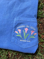 Consider the Lilies Embroidered Pocket Tee | Matthew 6:28