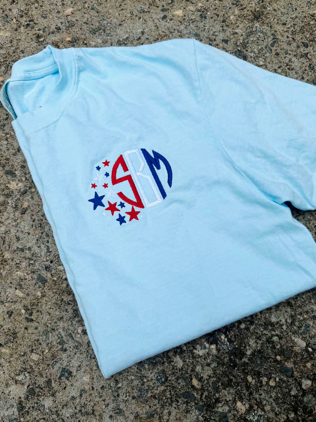 Star Spangled Monogram Embroidered Shirt | 4th of July | Red, White & Blue