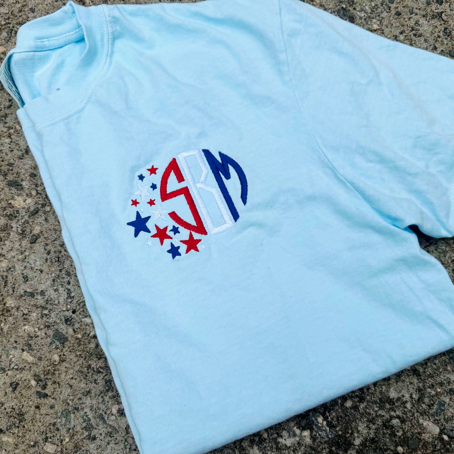 Star Spangled Monogram Embroidered Shirt | 4th of July | Red, White & Blue