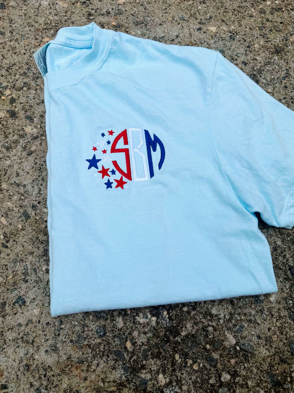 Star Spangled Monogram Embroidered Shirt | 4th of July | Red, White & Blue