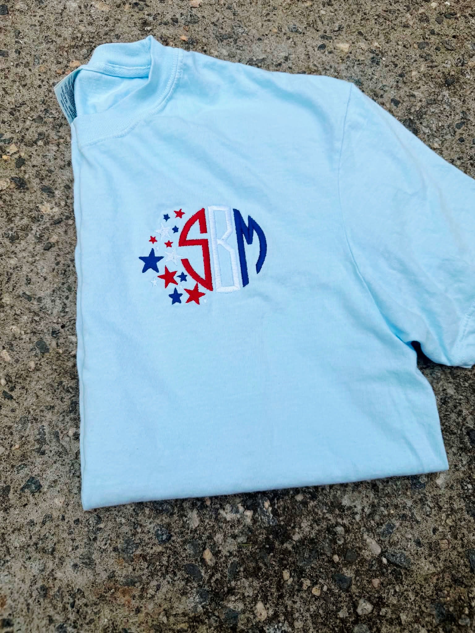 Star Spangled Monogram Embroidered Shirt | 4th of July | Red, White & Blue