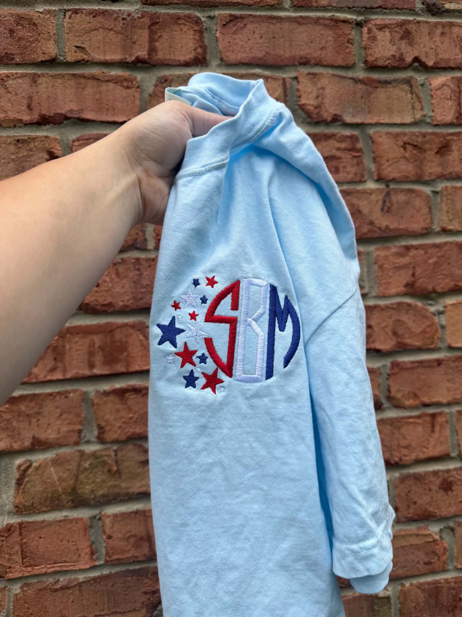 Star Spangled Monogram Embroidered Shirt | 4th of July | Red, White & Blue